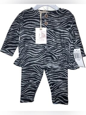 Jessica Simpson Infant Baby Girl 2-Pc Pants Set Zebra Print Outfit 3-6 Month NWT